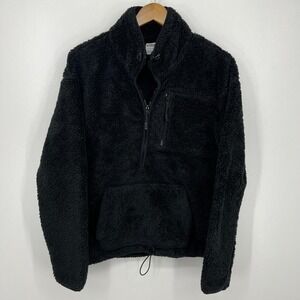 PINK Victoria's Secret Sherpa Jacket Women's S Black 1/2 Zip Pullover‎ Oversized